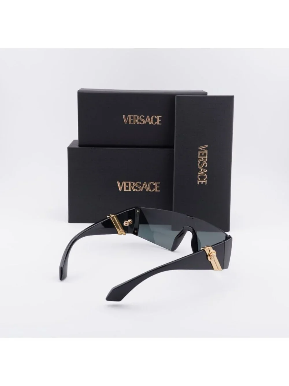 Versace VE4516 GB1/87 Shield Sunglasses – Black / Grey
